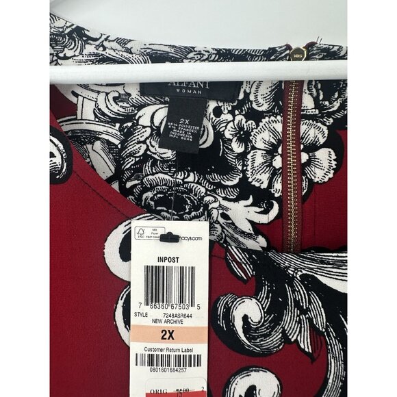 NWT Alfani Tunic Womens 2X Red Black Floral Paisley Boho Chic Whimsigoth AC27 - Picture 7 of 15